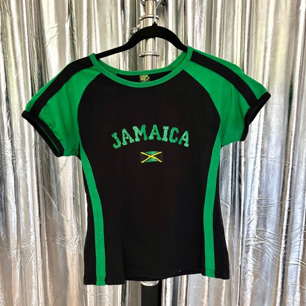 Casual Gear Jamaica Black & Green Jersey Tee